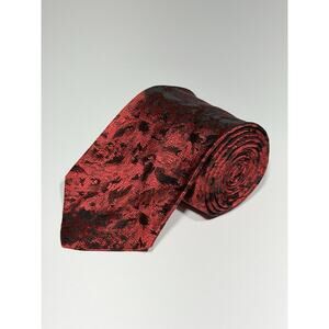 BACHRACH Red 100% Silk Mens Neck Tie Made In USA Abstract Pattern Size 55X3.5